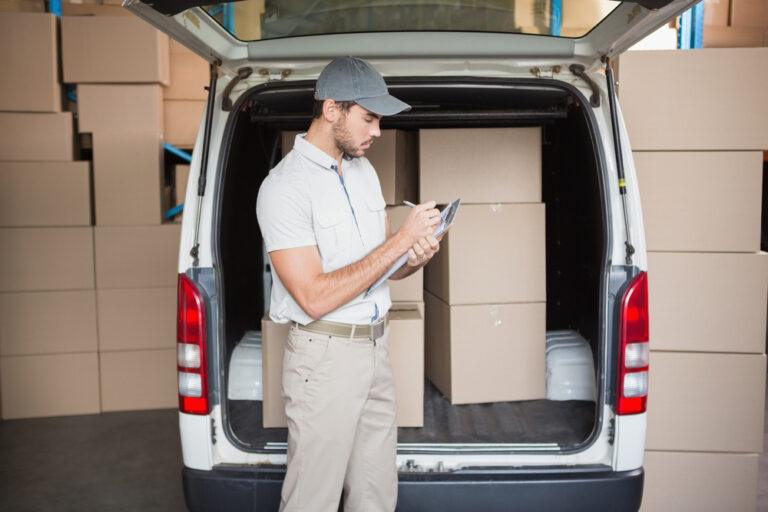A delivery truck unloading cargo. What steps to take after an accident with a DHL truck.