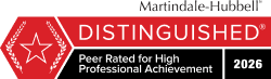 Martindale-Hubbell Distinguished Peer Rated for High Professional Achievement 2026