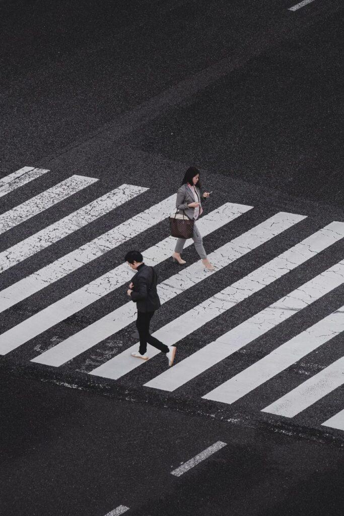 A pedestrian walking in a crosswalk. What to do after a pedestrian accident